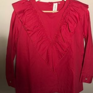 Guest Editor Ruffle pink blouse